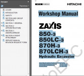 Hitachi Zaxis 850-3/850-LC3, 870H-3/870LCH-3 Excavators Service Manual     ,    ,  