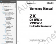 Hitachi Excavator Workshop Service Manual ZX-210W-3/ZX-220W3 (ZAXIS)        ZX210W-3, ZX220W-3 (ZAXIS),    Hitachi,    