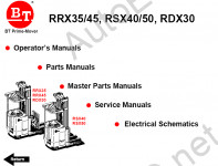 BT RRX35/45, RSX40/50, RDX30 Forklift Parts and Service Manual         BT RRX35/45, RSX40/50, RDX30 Forklift Parts and Service Manual